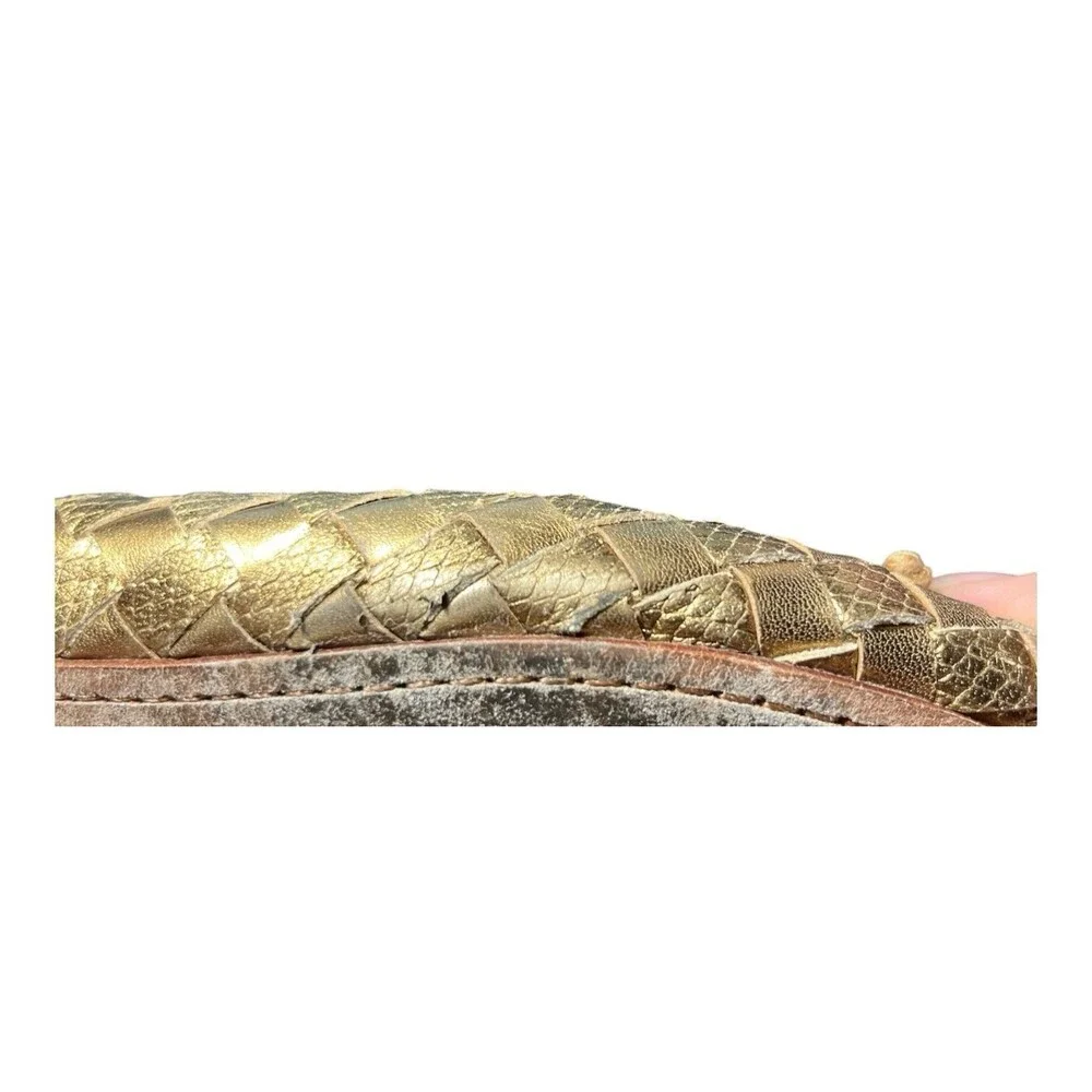 Tory Burch Prescot Womens Ballet Flats Gold Woven Leather Metallic Size 8.5 M